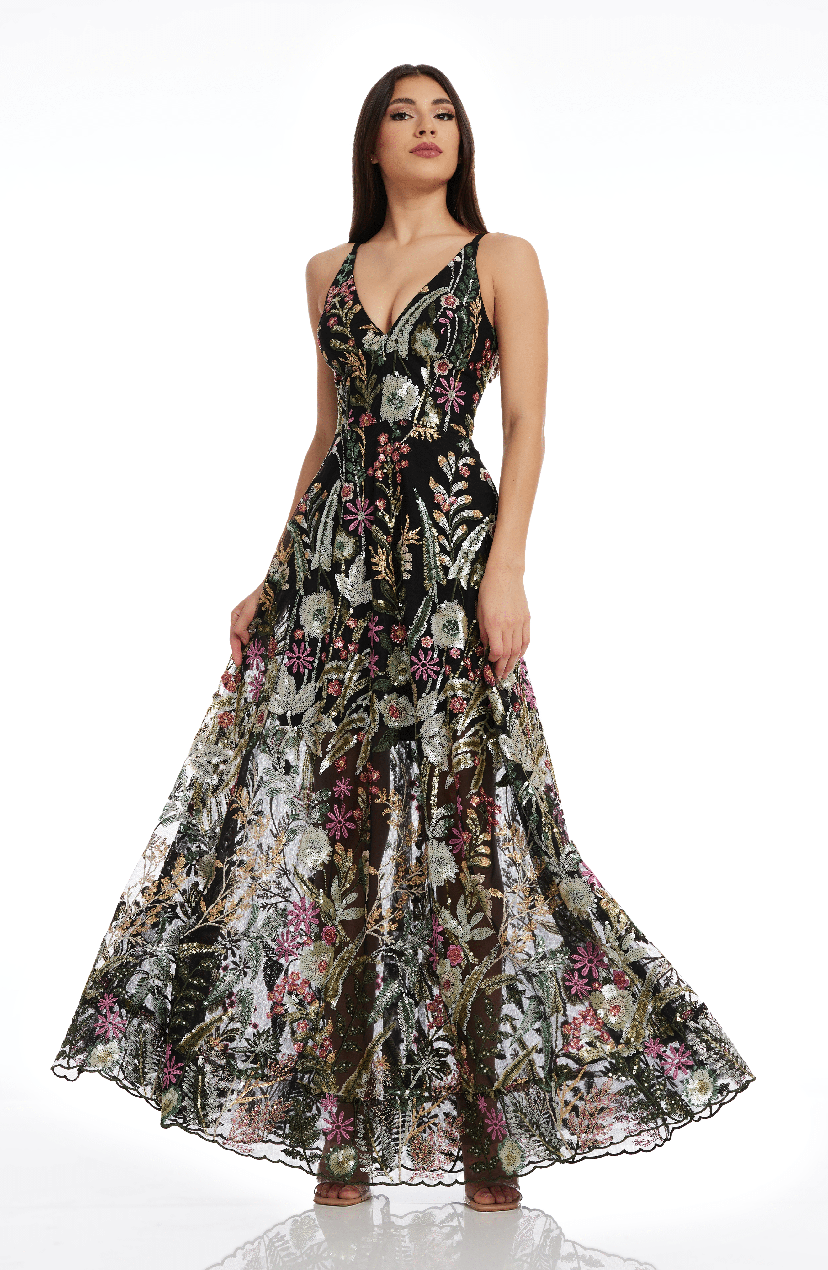 Ariyah Floral Sequin Gown