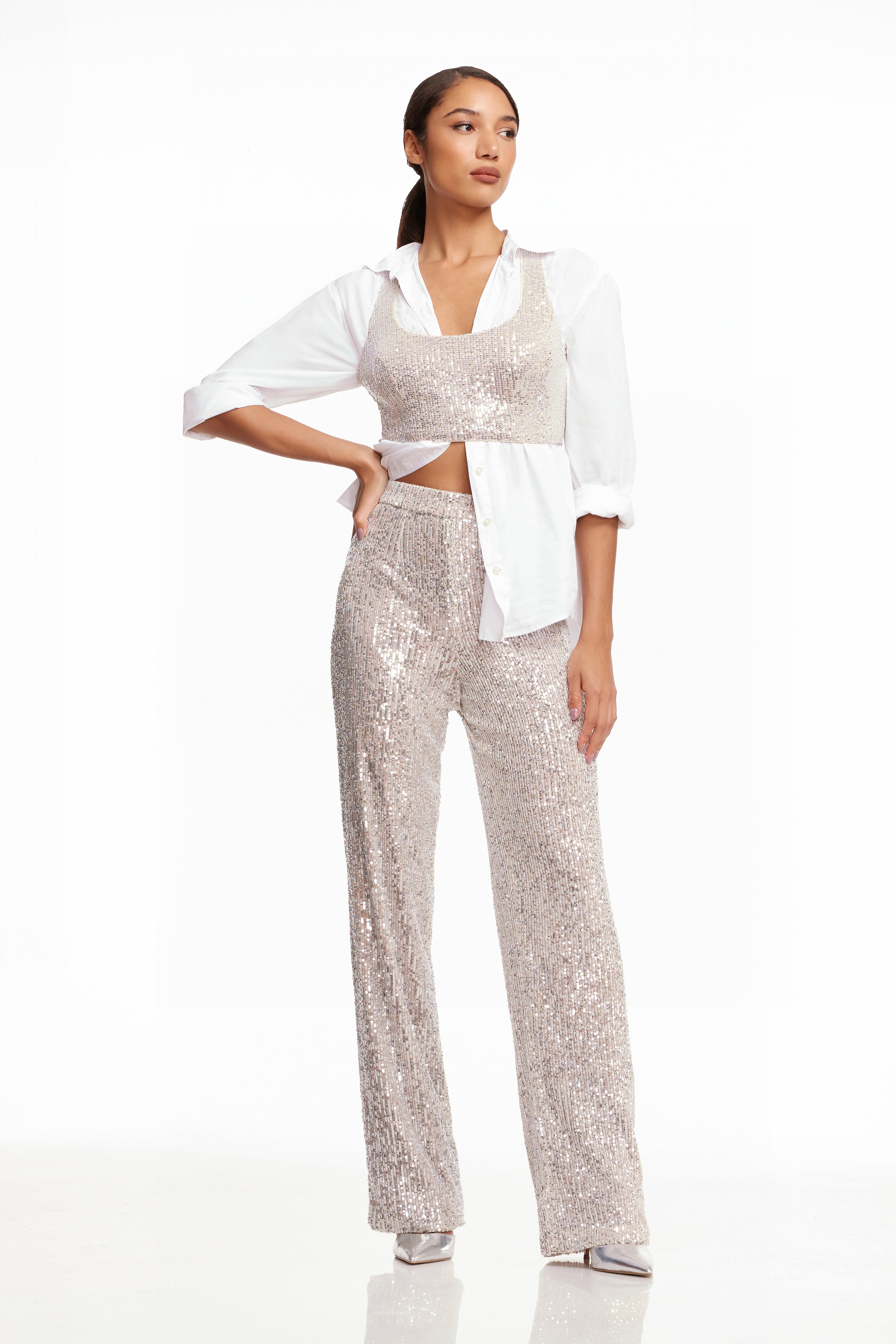 Sequin Wide Leg Pant
